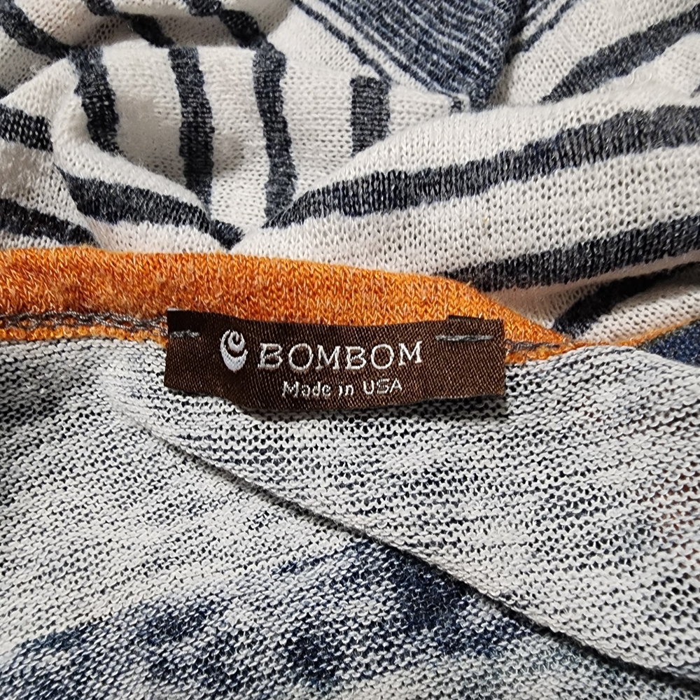 Bombom Cardigan Sweater Striped Long Sleeve Womens Large Made In USA Earth Tones - Picture 5 of 6